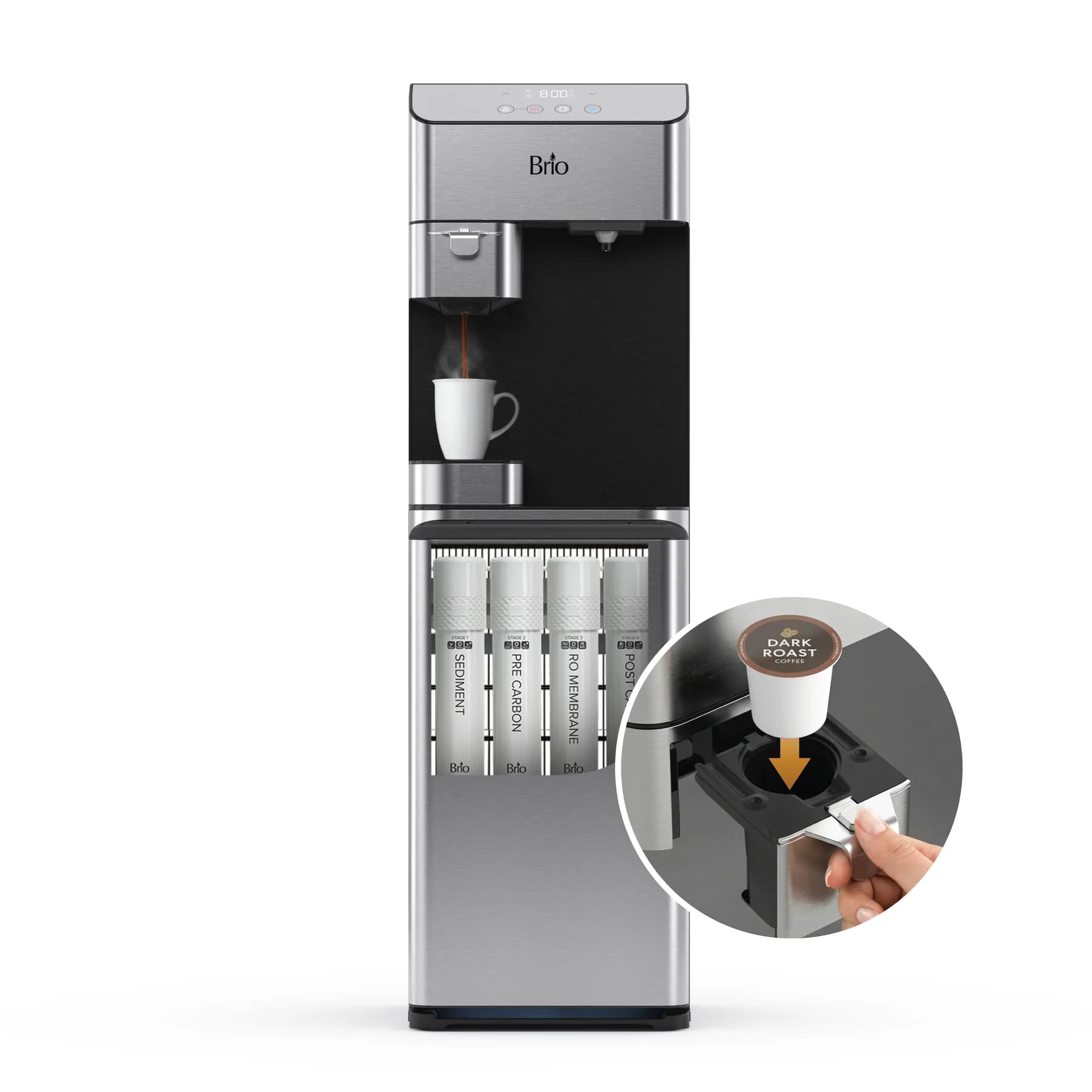 "Brio Moderna 4-Stage Reverse Osmosis Coffee Maker & Bottleless Water Cooler Dispenser"